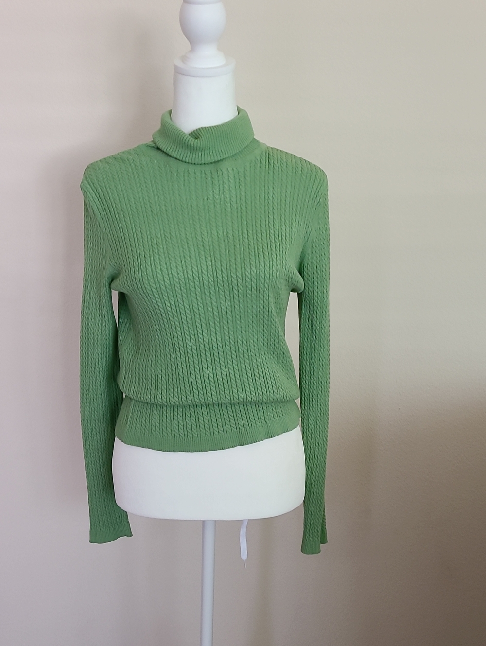 Charter Club Apple Green Ribbed Knit Turtleneck Light Cozy Sweater P/S Petite